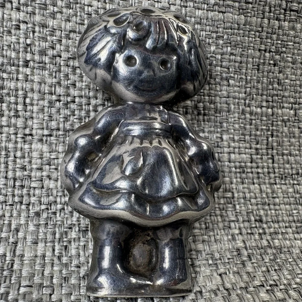 Taxco Mexico 925 Sterling Silver Rag Doll Girl Pendant Slide Vintage Folk Art
